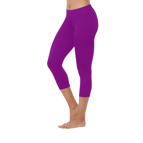 color dark magenta Women's Low Rise Capri Leggings (Invisible Stitch) (Model L08)