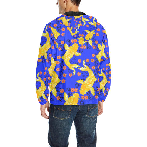 KOI FISH 5 All Over Print Quilted Windbreaker for Men (Model H35)