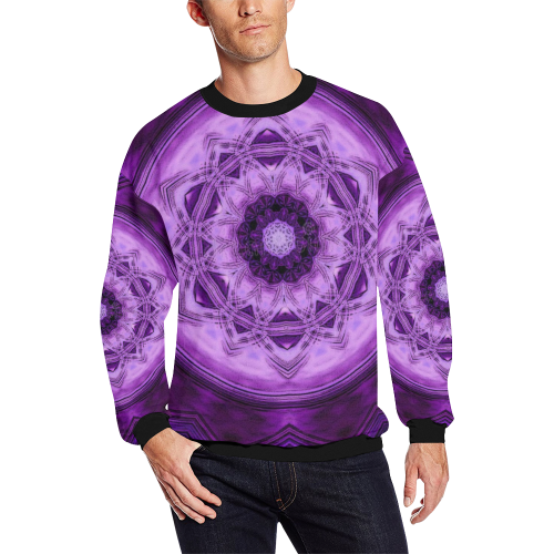 MANDALA PURPLE POWER All Over Print Crewneck Sweatshirt for Men (Model H18)