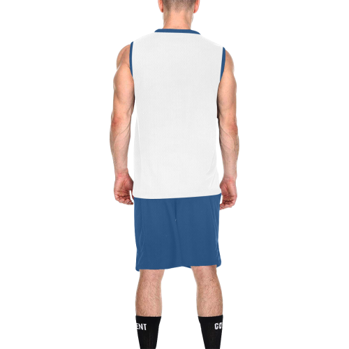 Slam Dunk Basketball Player Cerulean Blue and White All Over Print Basketball Uniform
