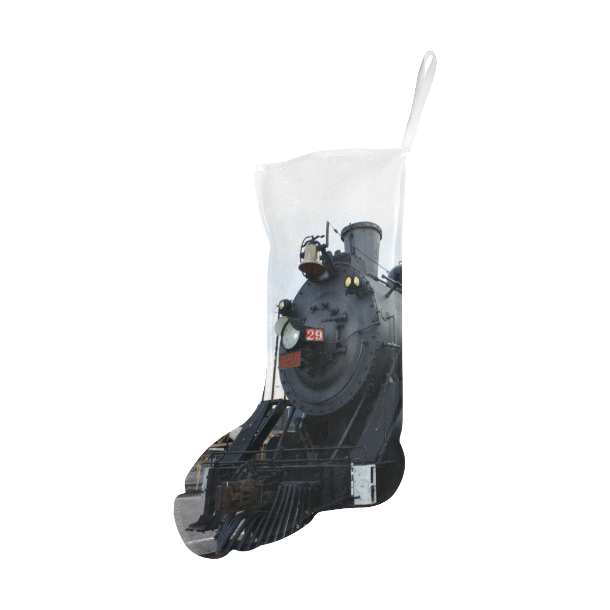 Railroad Vintage Steam Engine on Train Tracks Christmas Stocking (Without Folded Top)