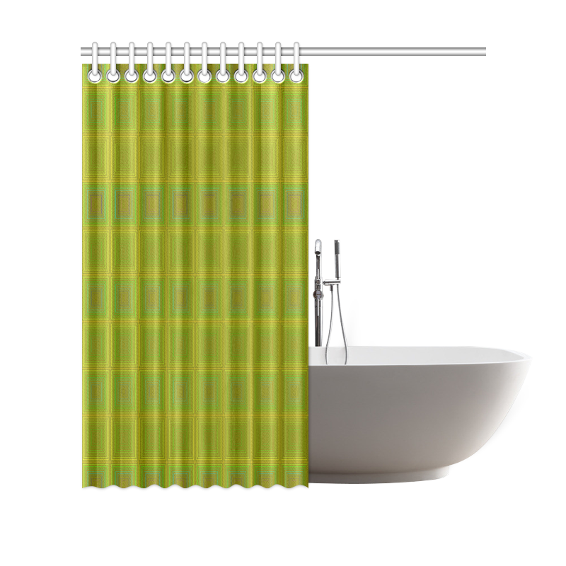 Olive green gold multicolored multiple squares Shower Curtain 69"x70"