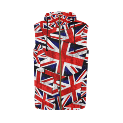 Union Jack British UK Flag All Over Print Sleeveless Zip Up Hoodie for Men (Model H16)