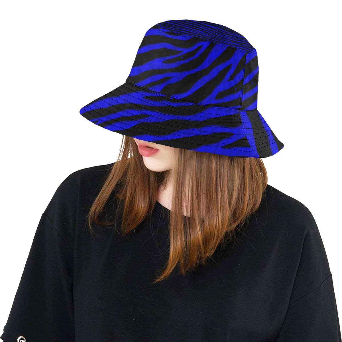 Ripped SpaceTime Stripes - Blue All Over Print Bucket Hat