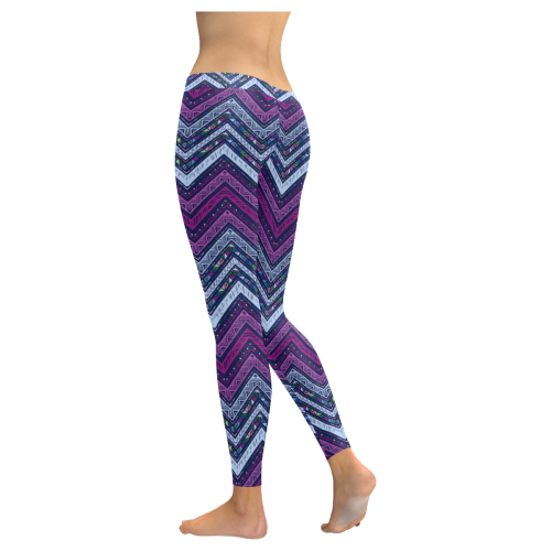 Purple Zigzag Chevron Women's Low Rise Leggings (Invisible Stitch) (Model L05)