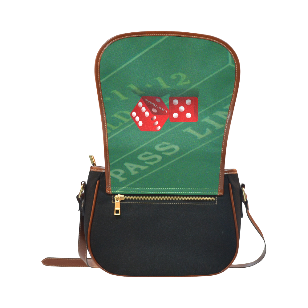 Las Vegas Dice on Craps Table Saddle Bag/Small (Model 1649)(Flap Customization)