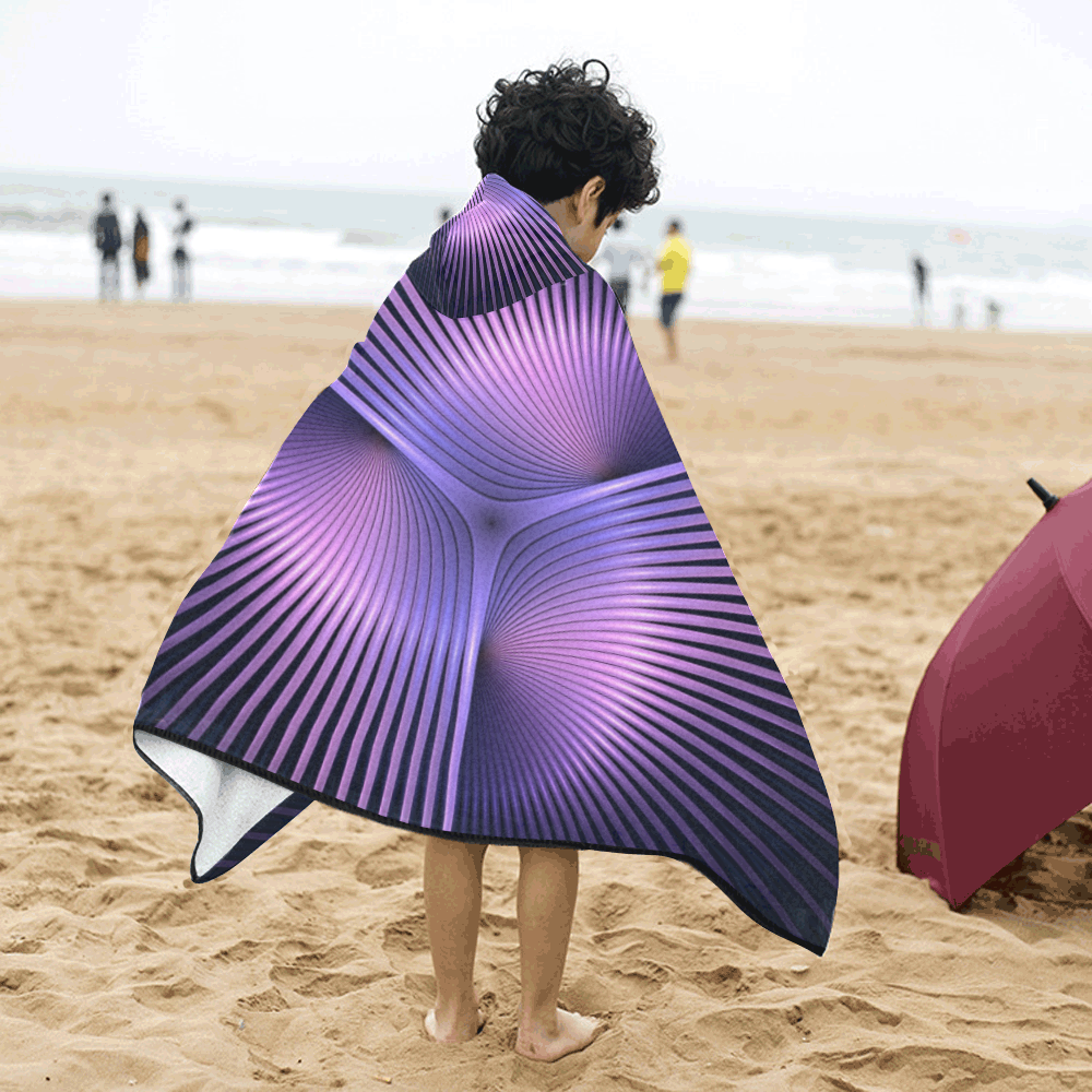 Purple Rays Kids' Hooded Bath Towels