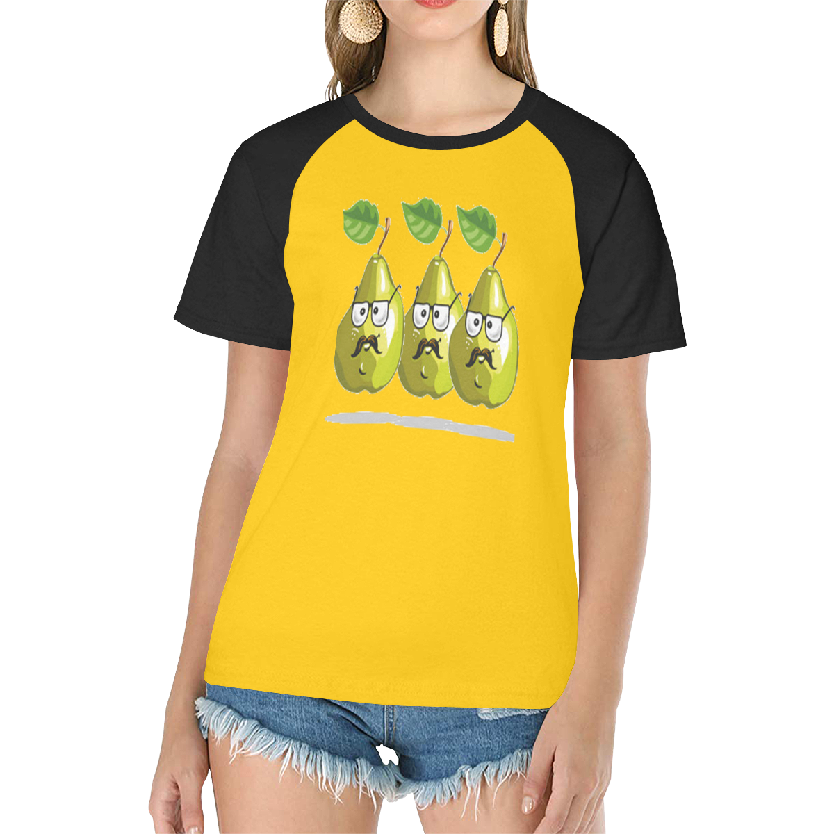 pear-funny Women's Raglan T-Shirt/Front Printing (Model T62)