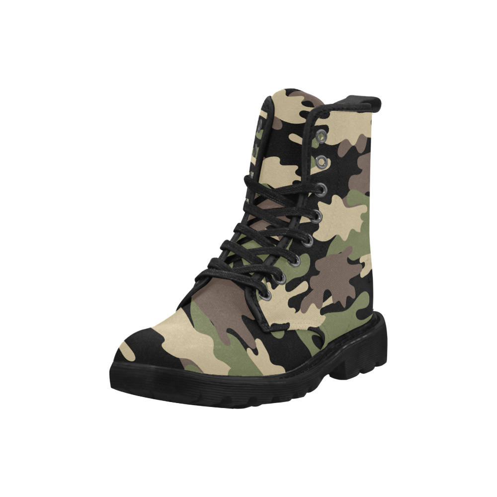 brown camo Martin Boots for Women (Black) (Model 1203H)