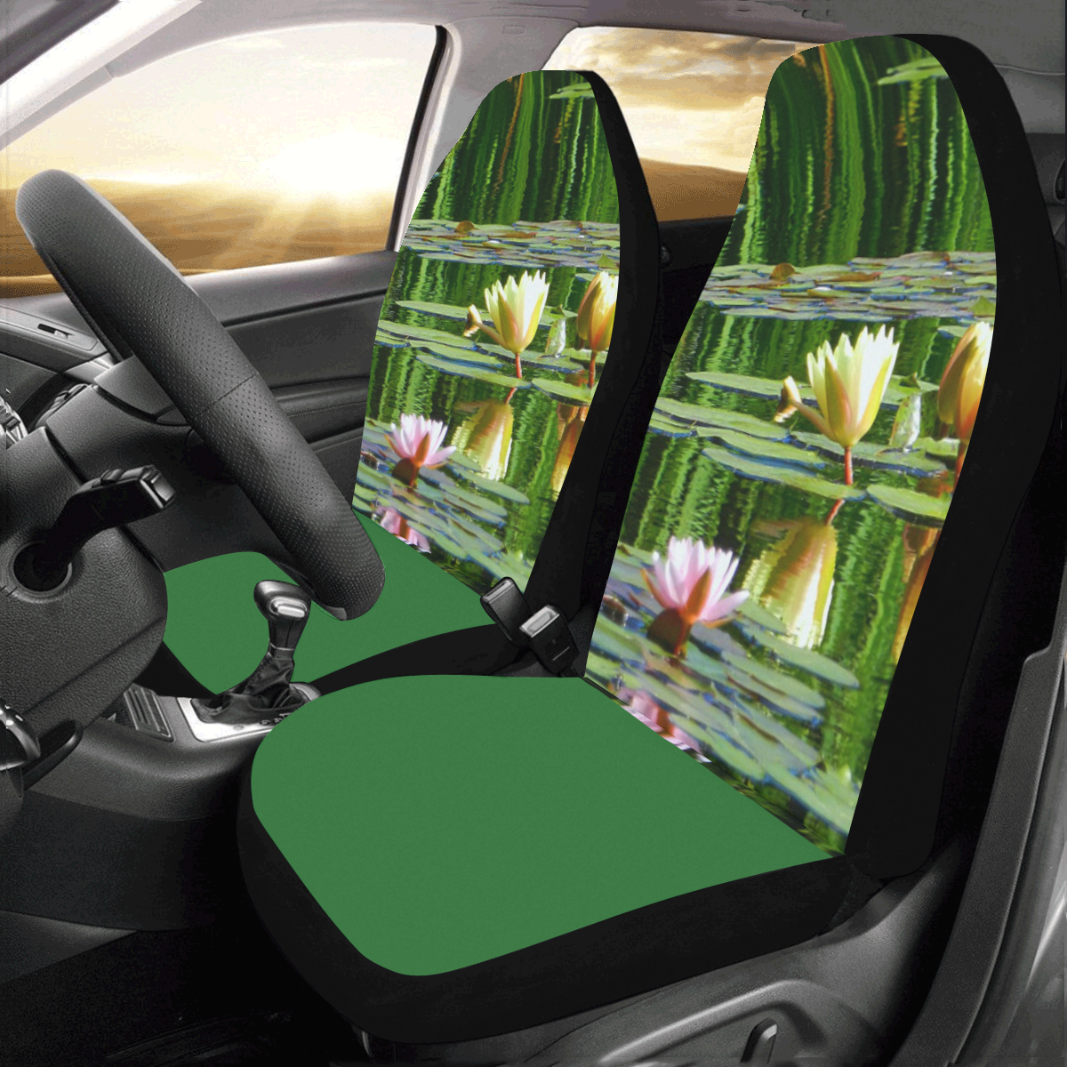 waterlilies on pond Car Seat Covers (Set of 2)