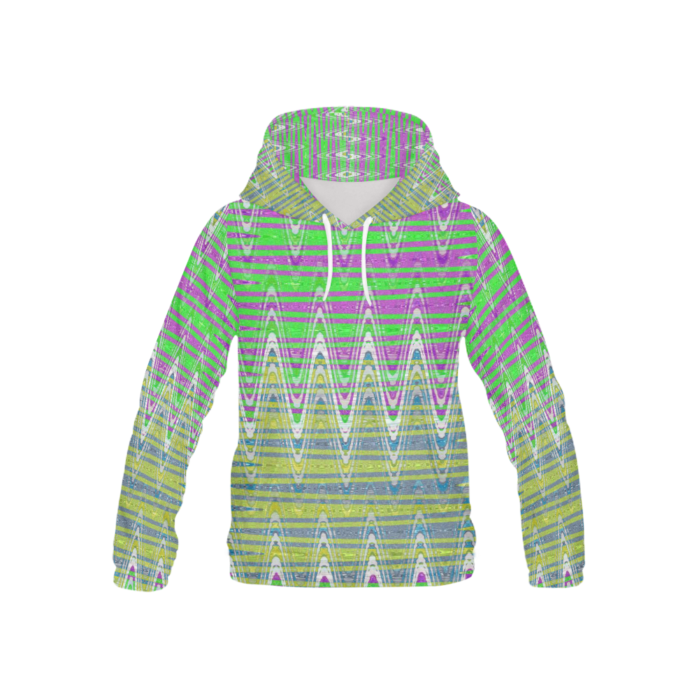 Colorful Pastel Zigzag Waves Pattern All Over Print Hoodie for Kid (USA Size) (Model H13)