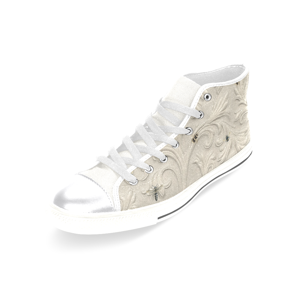 Embossed Bees Women's Classic High Top Canvas Shoes (Model 017)