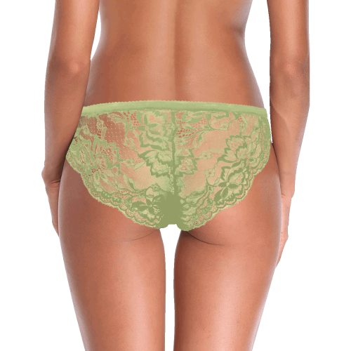 Purple And Gold Floral Green Women's Lace Panty (Model L41)
