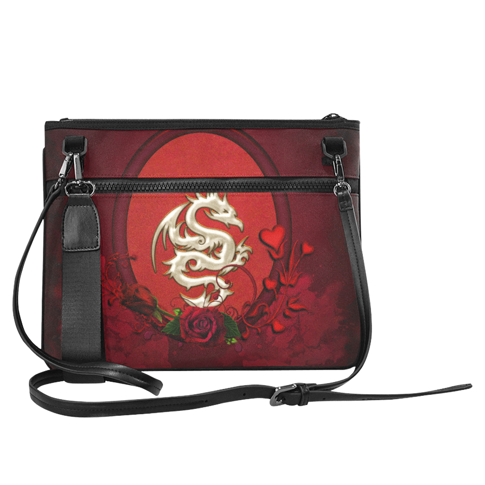 The dragon with roses Slim Clutch Bag (Model 1668)