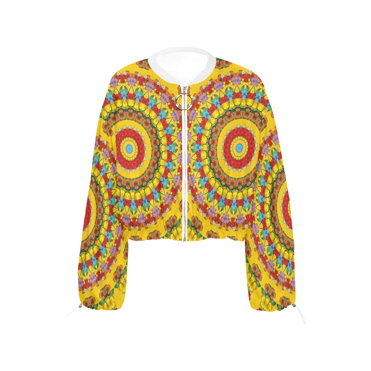 Blooming mandala Cropped Chiffon Jacket for Women (Model H30)