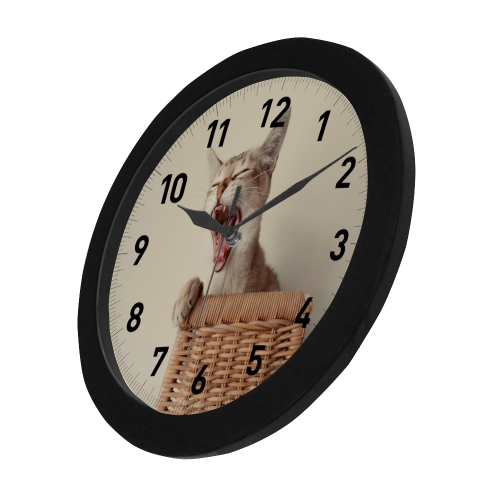 Yawning Cat Circular Plastic Wall clock