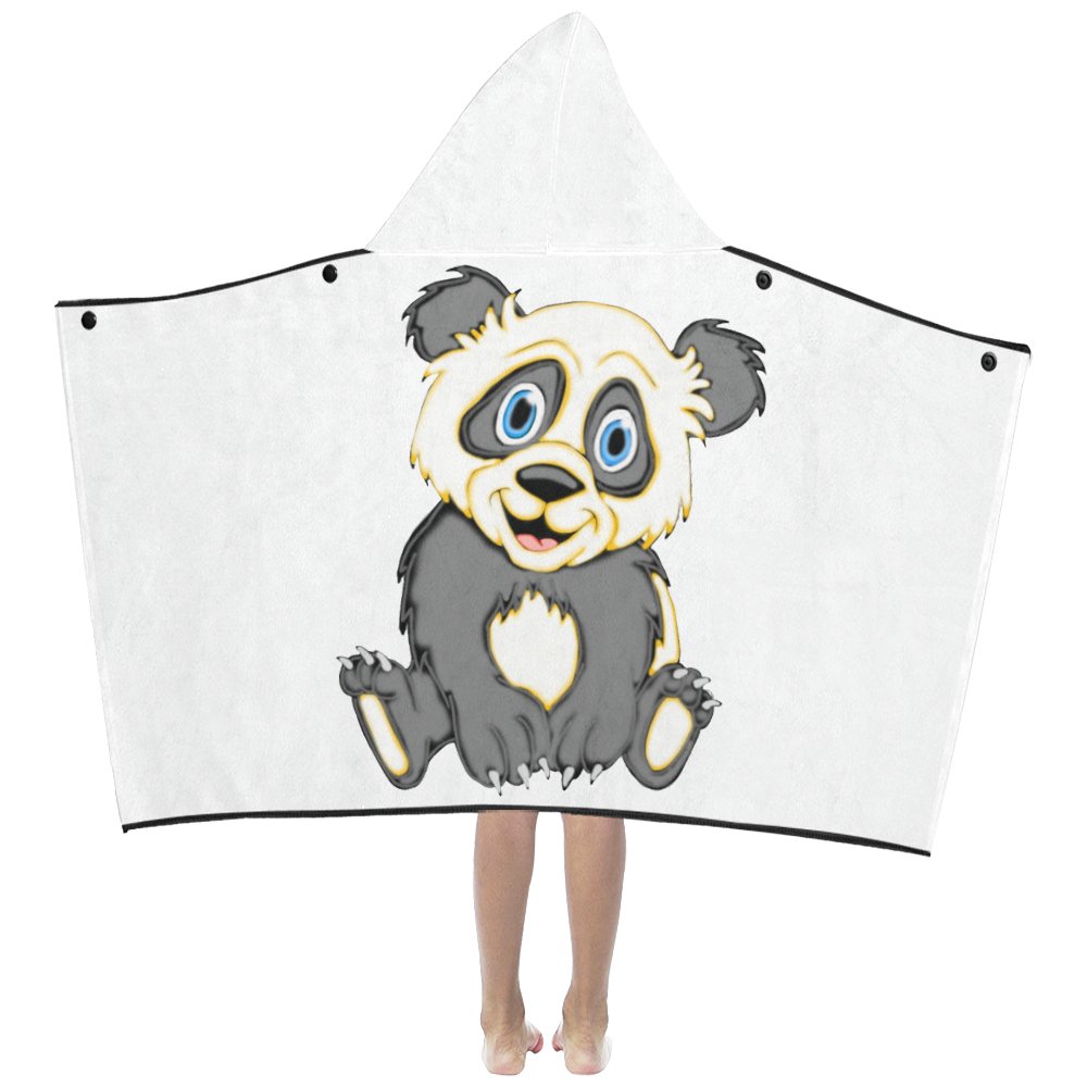 Smiling Panda White Kids' Hooded Bath Towels