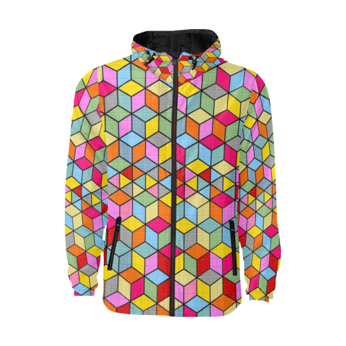 Karo by Nico Bielow All Over Print Quilted Windbreaker for Men (Model H35)