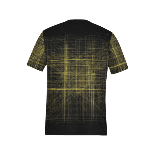 Retro Glitch in yellow on black Men's All Over Print T-Shirt (Solid Color Neck) (Model T63)