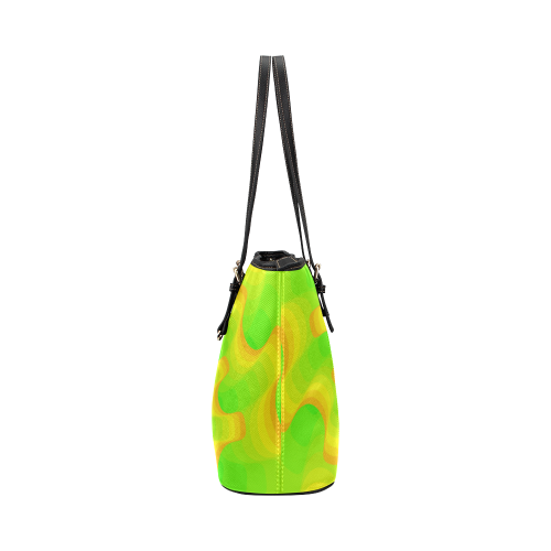 Green yellow shell spiral Leather Tote Bag/Large (Model 1651)