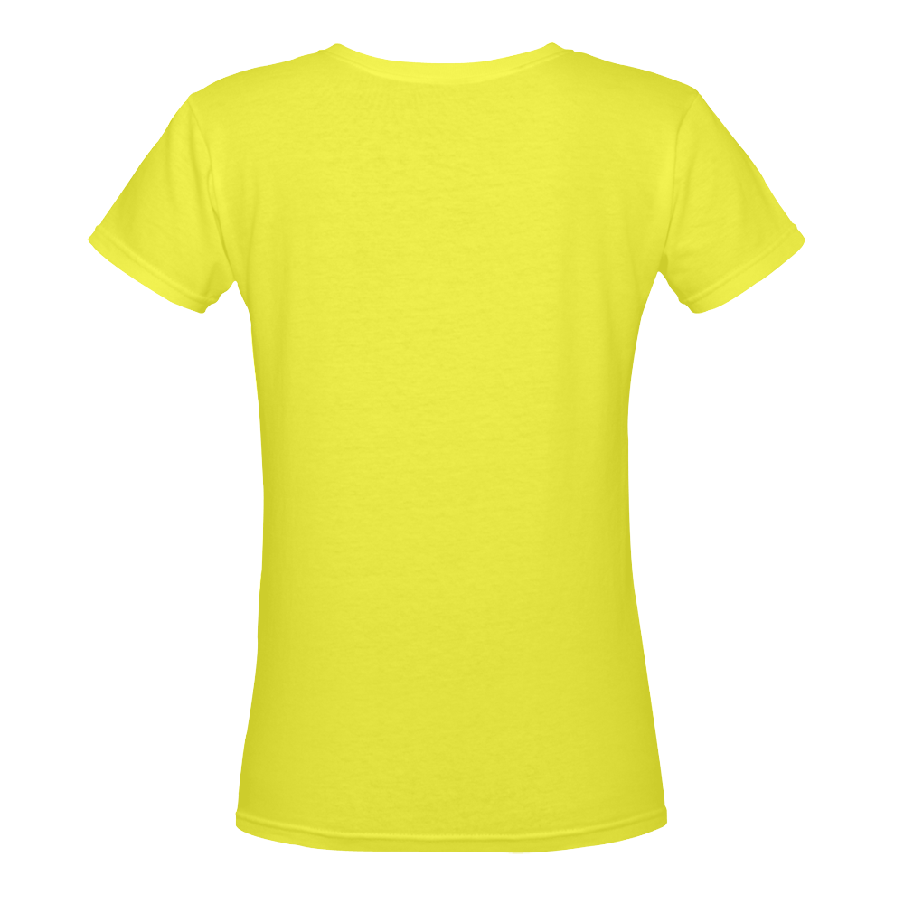 I ONLY WANT 2 CATS DON'T JUDGE ME! YELLOW Women's Deep V-neck T-shirt (Model T19)