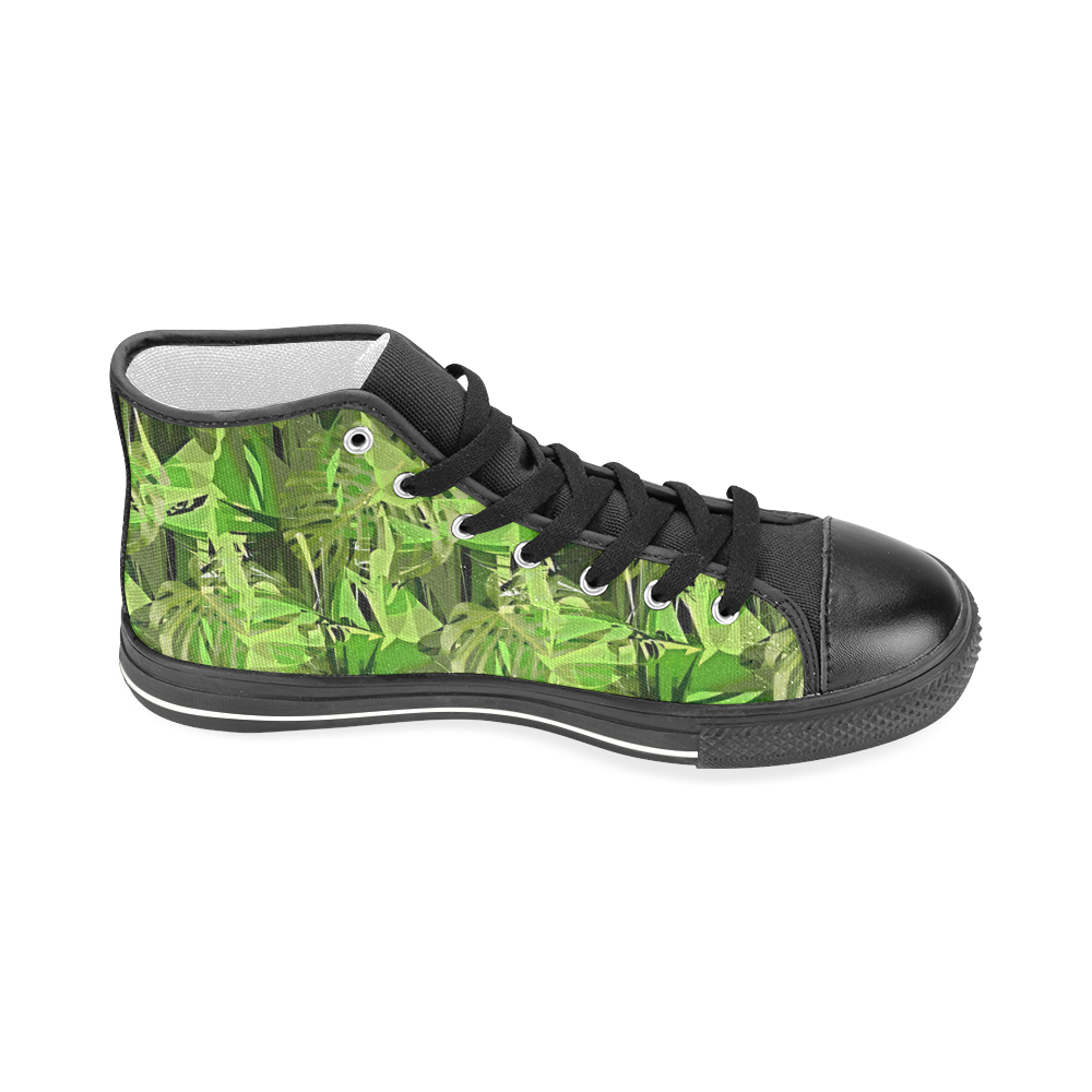 Tropical Jungle Leaves Camouflage Men’s Classic High Top Canvas Shoes (Model 017)