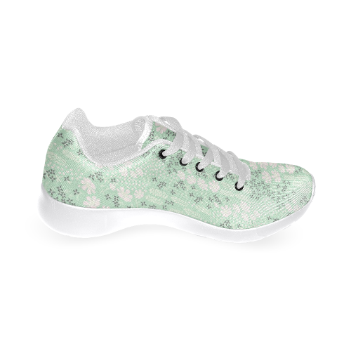 Mint Floral Pattern Men’s Running Shoes (Model 020)