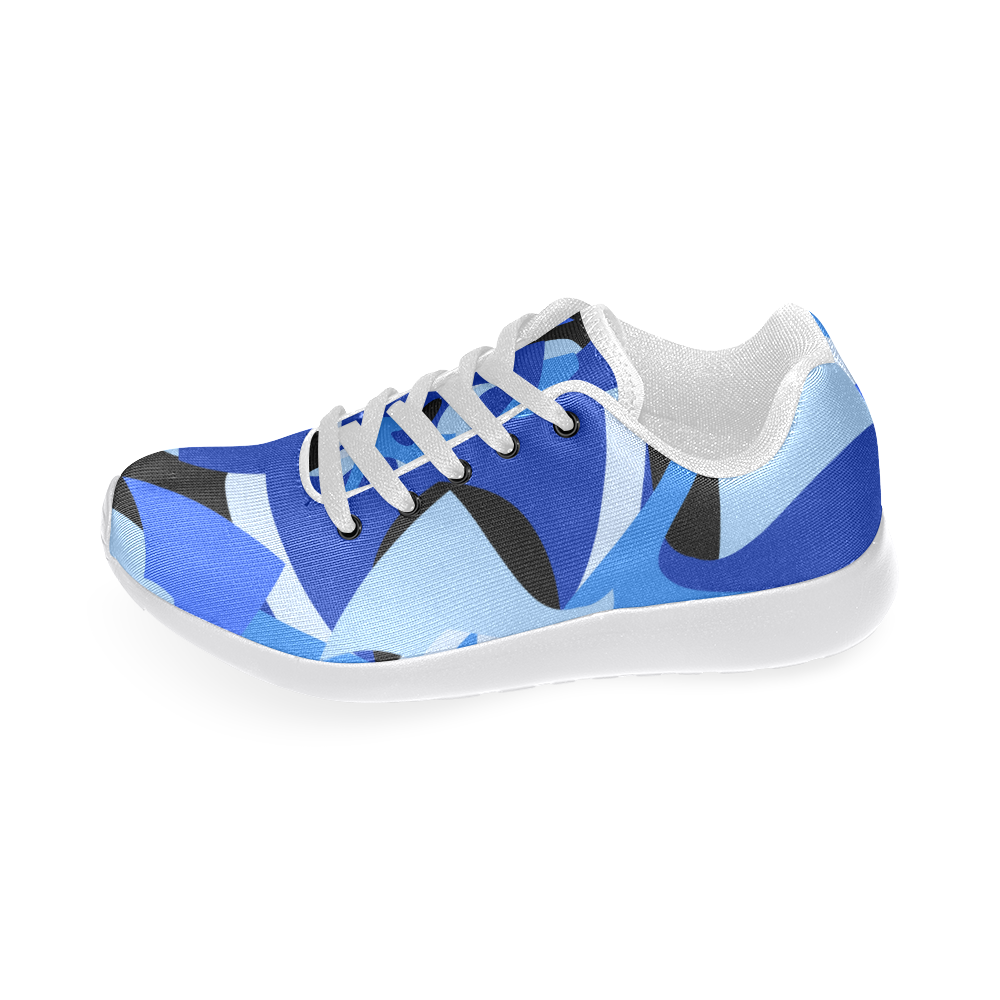 Camouflage Abstract Blue and Black Women’s Running Shoes (Model 020)