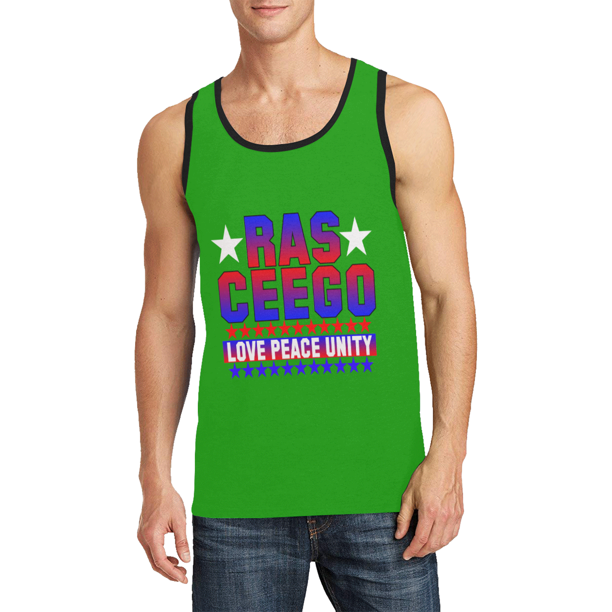 Ras CeeGo green red white blue Men's All Over Print Tank Top (Model T57)