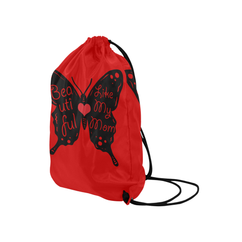 Beautiful LIKE MY MOM RED Medium Drawstring Bag Model 1604 (Twin Sides) 13.8"(W) * 18.1"(H)