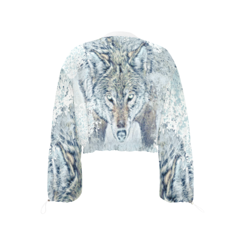 Snow Wolf Cropped Chiffon Jacket for Women (Model H30)