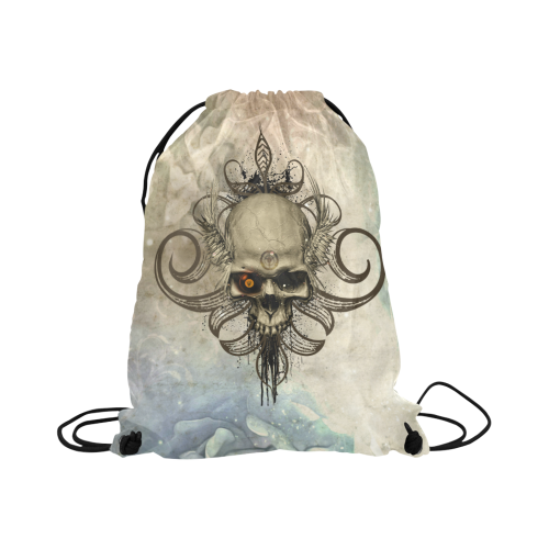 Creepy skull, vintage background Large Drawstring Bag Model 1604 (Twin Sides)  16.5"(W) * 19.3"(H)