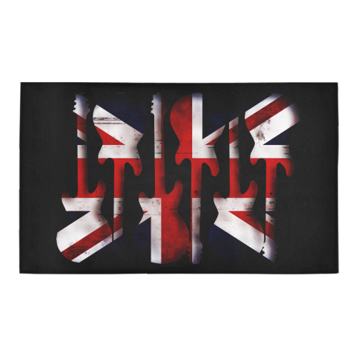 Union Jack British UK Flag Guitars on Black Azalea Doormat 30" x 18" (Sponge Material)