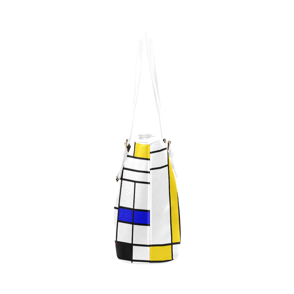 Bauhouse Composition Mondrian Style Leather Tote Bag/Small (Model 1651)