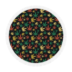 Cannabis Pattern Circular Beach Shawl 59"x 59"