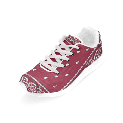 Burgundy Bandana Men-White Men’s Running Shoes (Model 020)