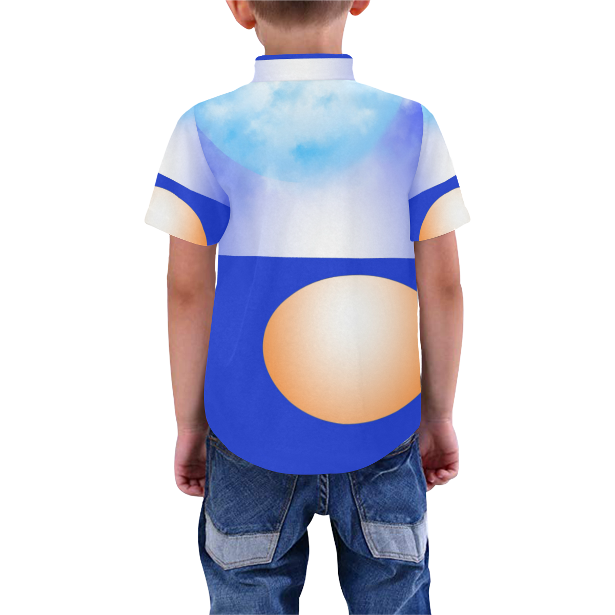 Blue & Orange Boys' All Over Print Short Sleeve Shirt (Model T59)