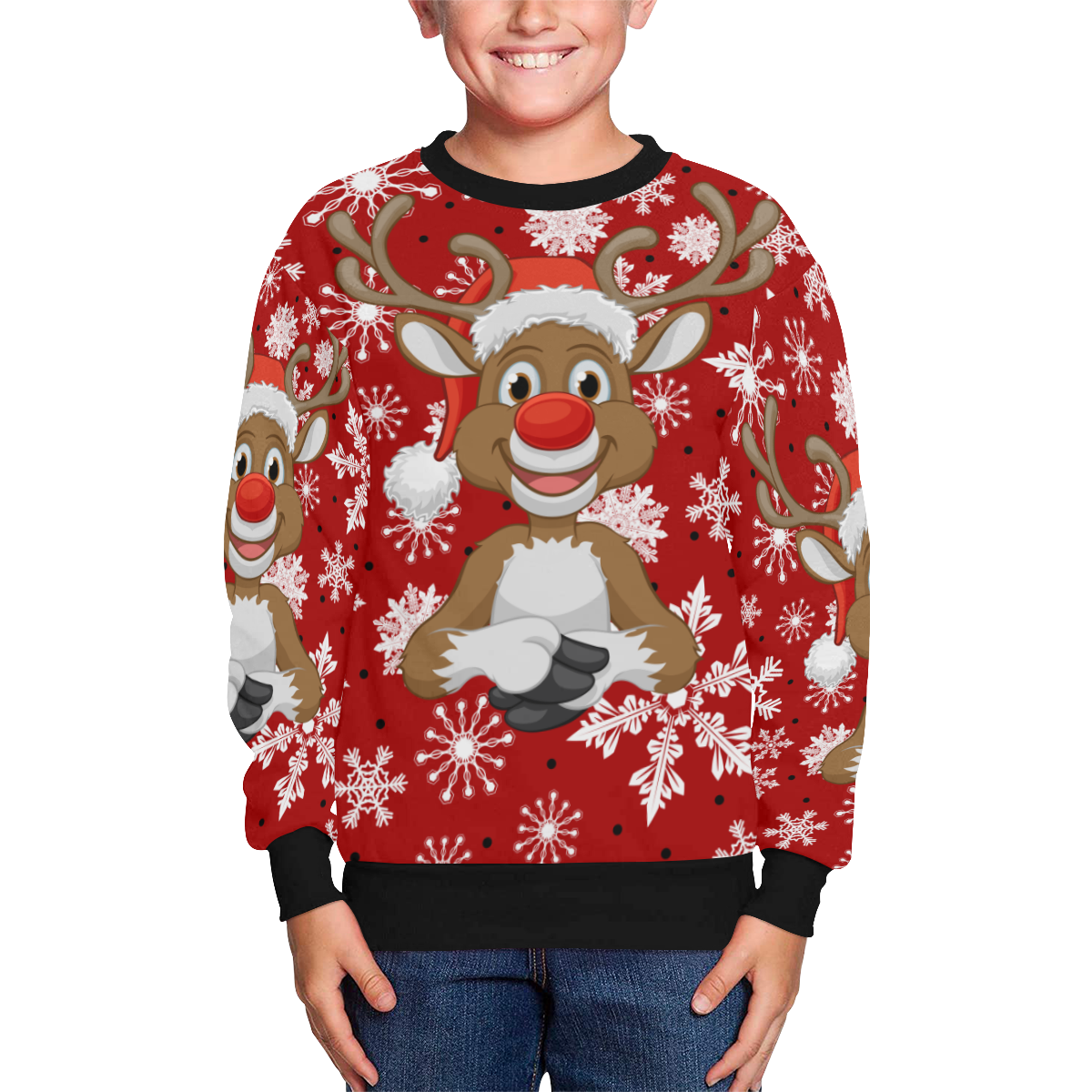sudadera ninos reno navidad Kids' All Over Print Sweatshirt (Model H37)