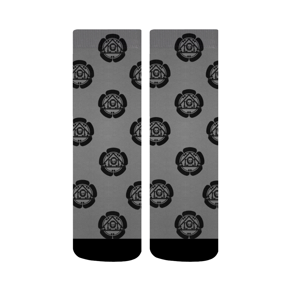 Kamon Pattern Graphite Crew Socks