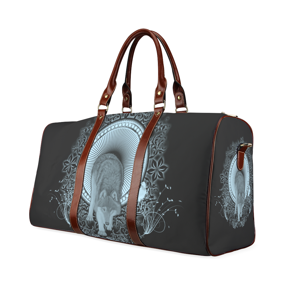 Wolf in black and blue Waterproof Travel Bag/Small (Model 1639)