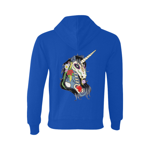 Spring Flower Unicorn Skull Blue Oceanus Hoodie Sweatshirt (NEW) (Model H03)