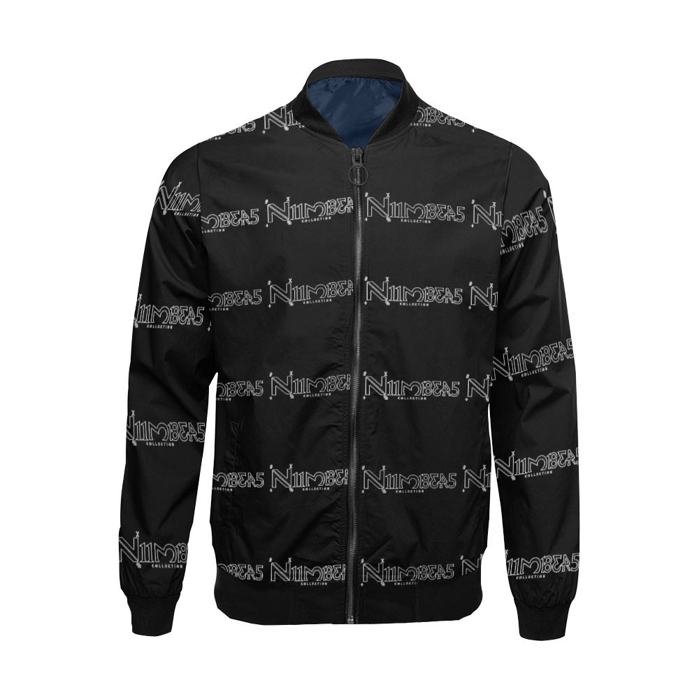 NUMBERS Collection All Over Black All Over Print Bomber Jacket for Men (Model H19)