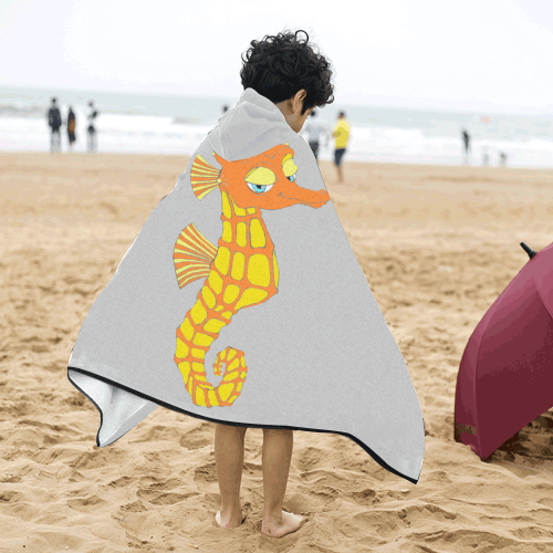 Sassy Seahorse Grey Kids' Hooded Bath Towels