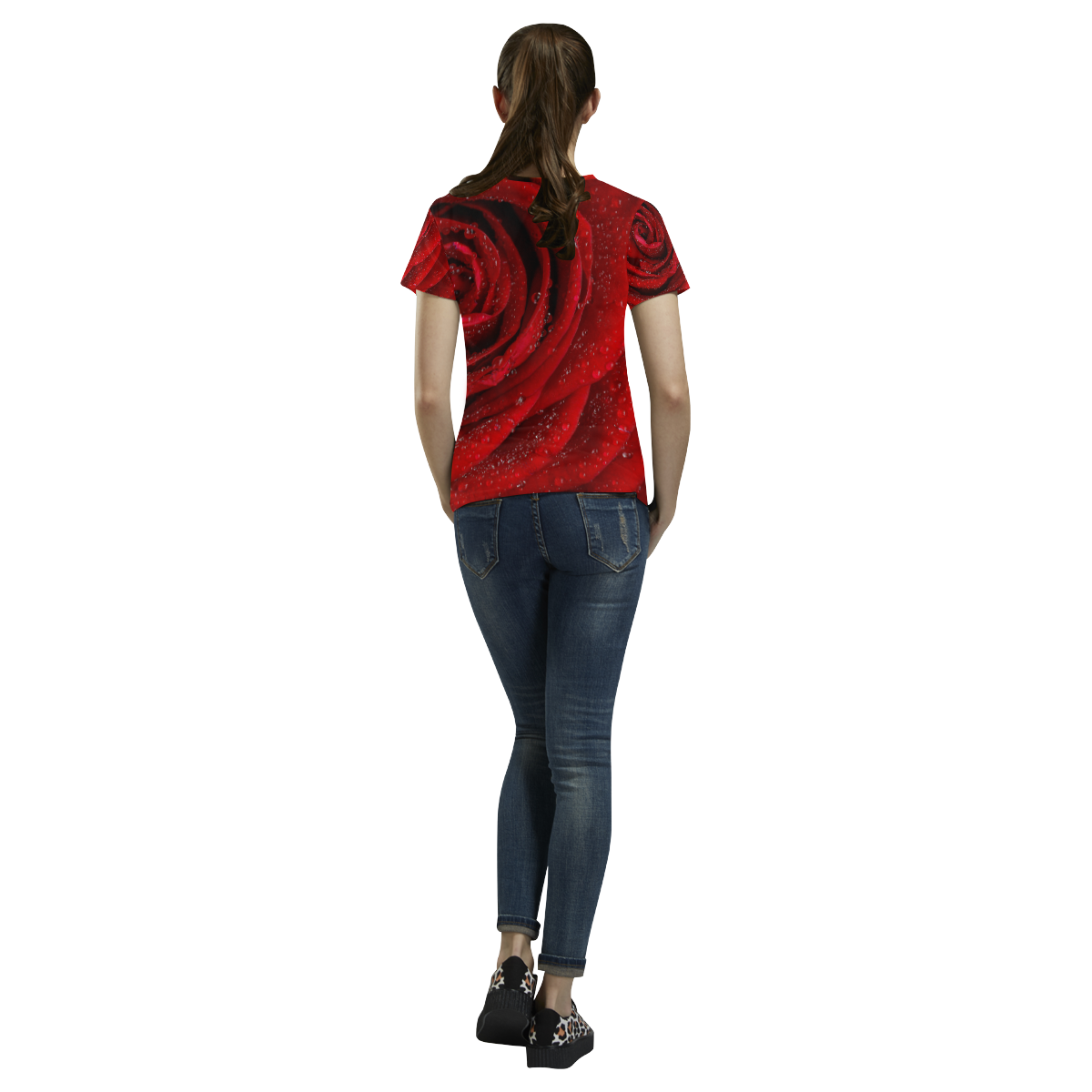 Red rosa All Over Print T-Shirt for Women (USA Size) (Model T40)