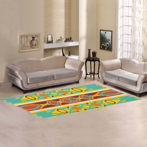 Ovals rhombus and squares Area Rug 9'6''x3'3''