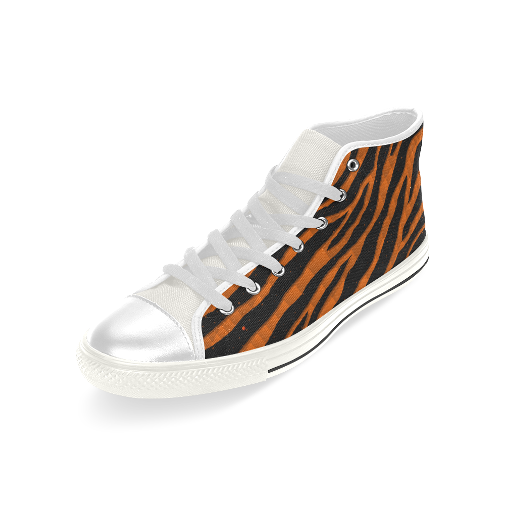 Ripped SpaceTime Stripes - Orange Men’s Classic High Top Canvas Shoes (Model 017)
