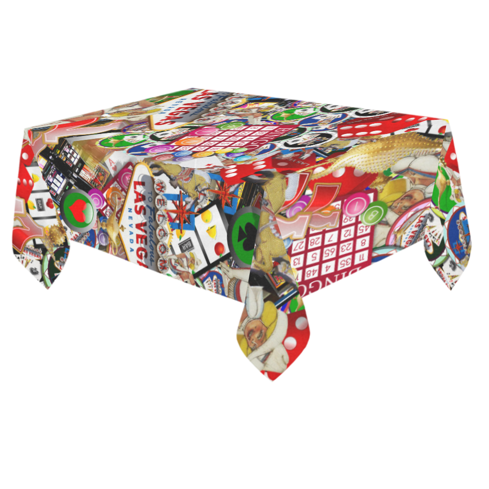 Gamblers Delight - Las Vegas Icons Cotton Linen Tablecloth 60"x 84"