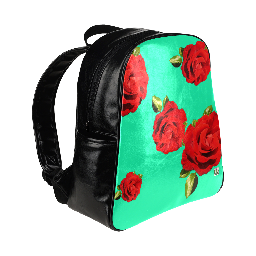 Fairlings Delight's Floral Luxury Collection- Red Rose Multi-Pockets Backpack 53086b10 Multi-Pockets Backpack (Model 1636)