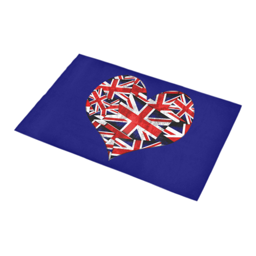 Union Jack British UK Flag Heart on Blue Bath Rug 16''x 28''
