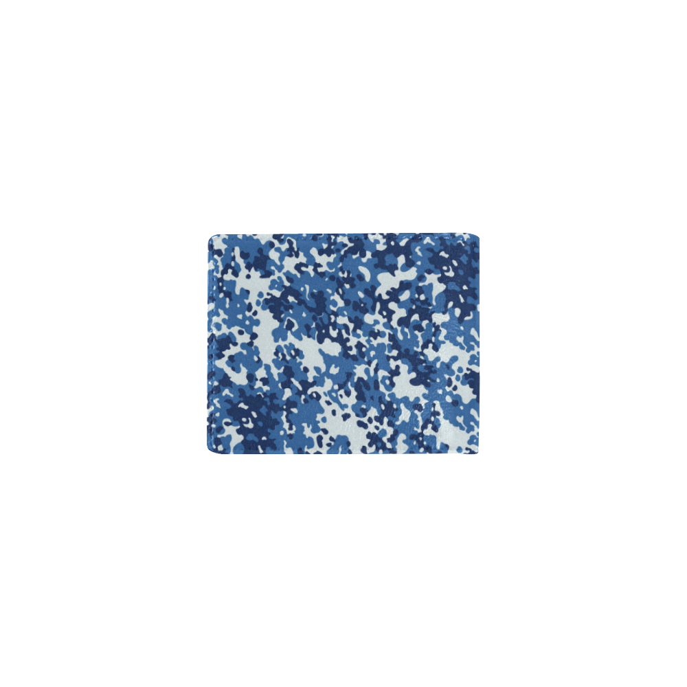 Digital Blue Camouflage Mini Bifold Wallet (Model 1674)